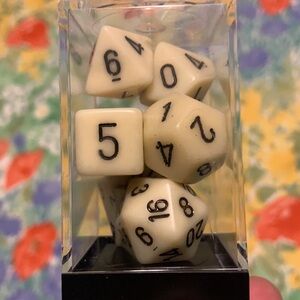 Chessex Opaque Ivory/Black Polyhedral 7 Dice Set